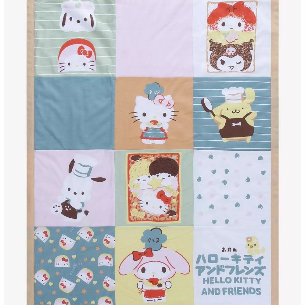 Sanrio Hello Kitty & Friends Bento Box Themed Quilted Baby Blanket [NWT]